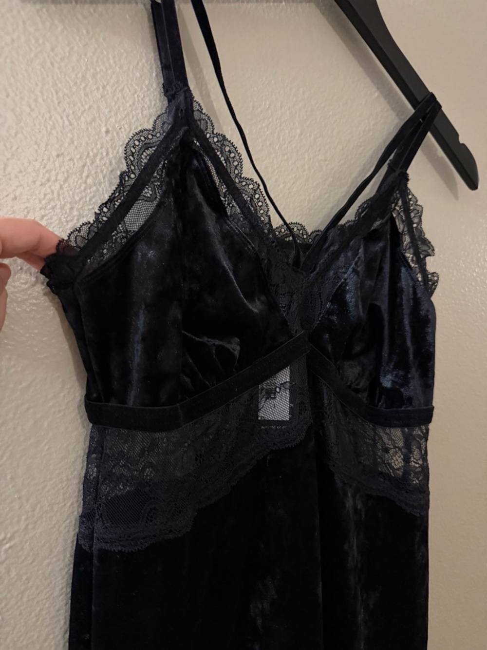 NWT Torrid Velour Lace Maxi Slip Dress Black Crushed Velvet Lingerie Nightgown 1 - Picture 6 of 13